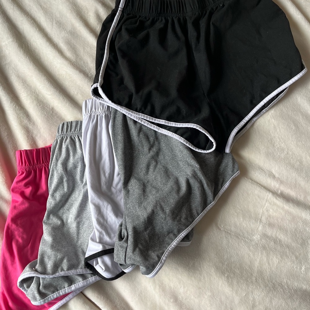 Women's Athletic Shorts - Black, dark and light Gray, Pink, white